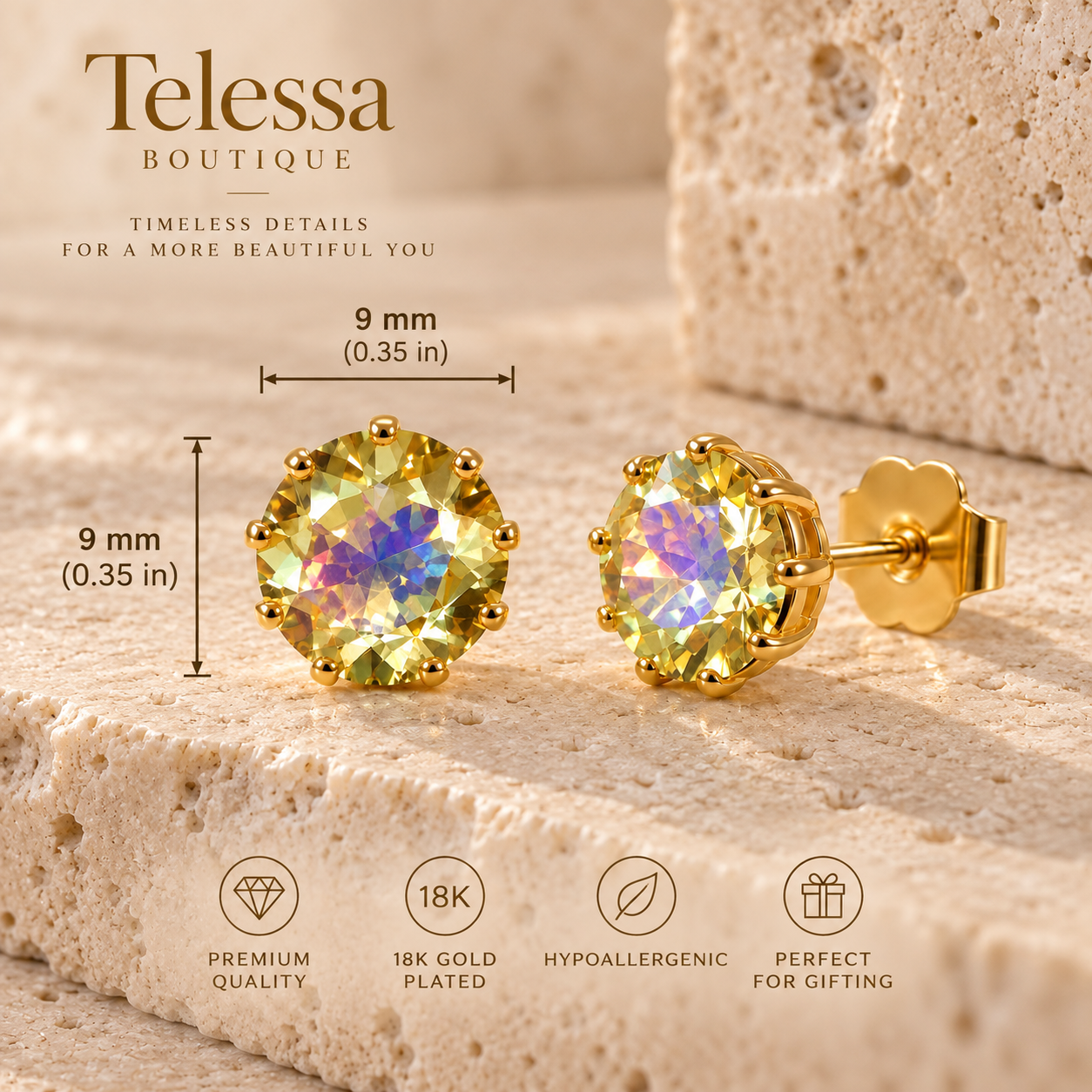 TOVA Chrisley Studs in Soft Champagne