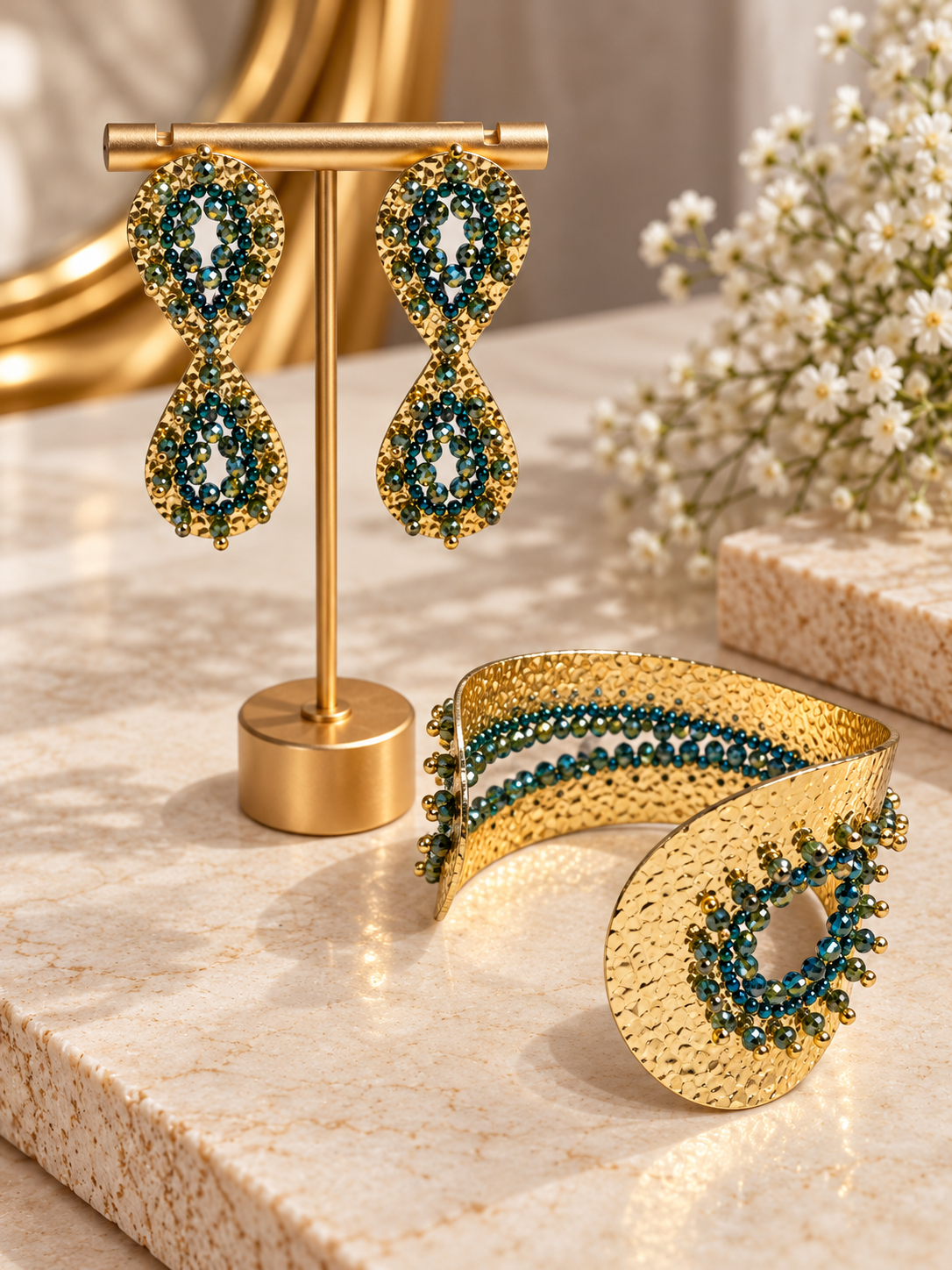 Emerald Crystal Statement Jewelry Set