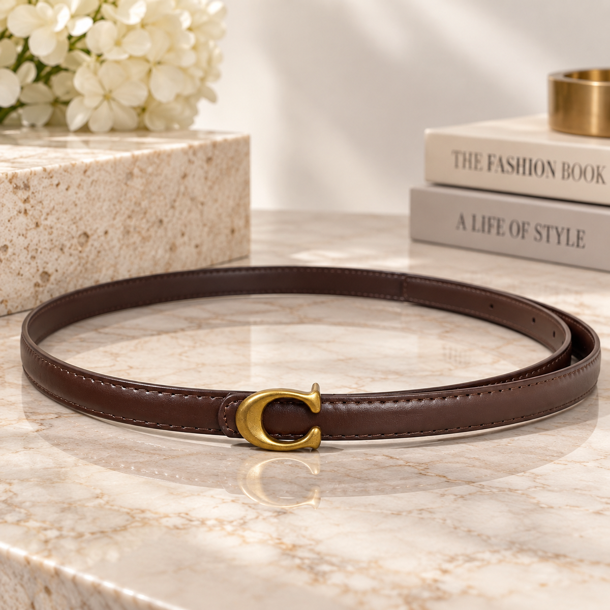 C-Inspired Classic Belt Dark Brown