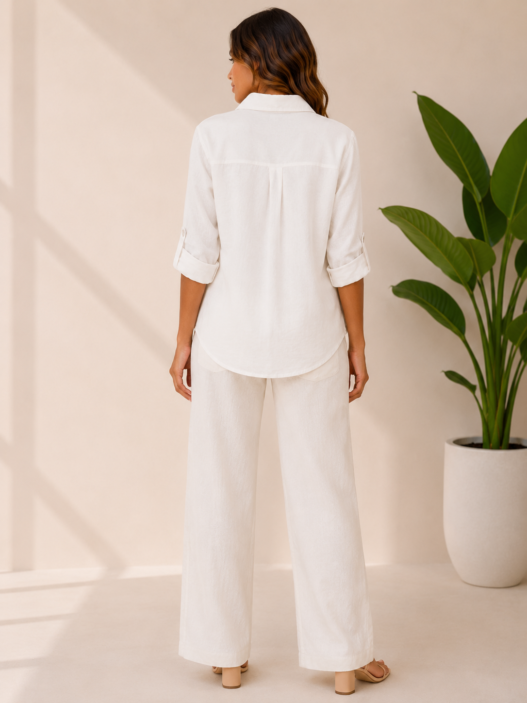 Italian Linen Shinmer Shirt - White