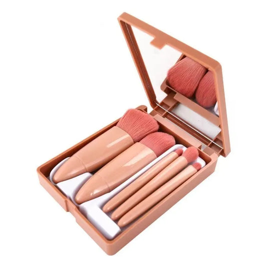 Simple Style Pink Artificial Fiber Makeup Brushes 1 Set In Caramel
