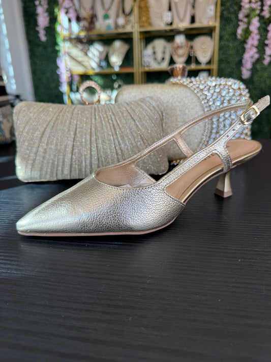 Bottero Leather Gold Shoes