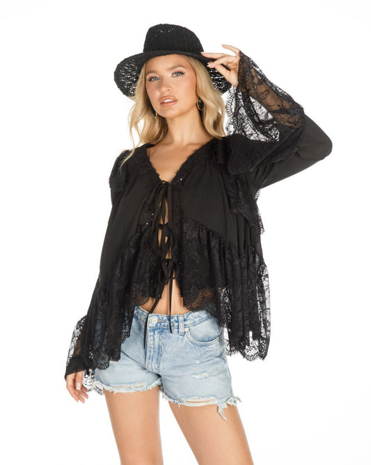 Black Long Sleeve Lace Top