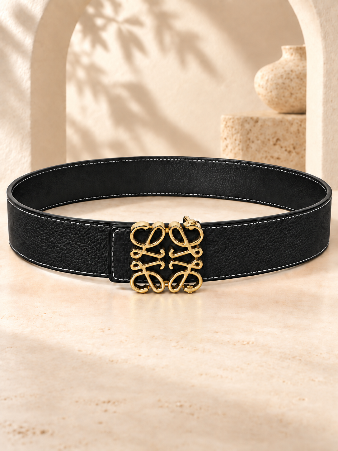 Anagram-Inspired Statement Belt Black
