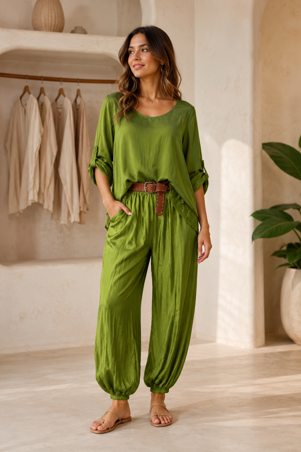 Green Italian Boho Lace Set