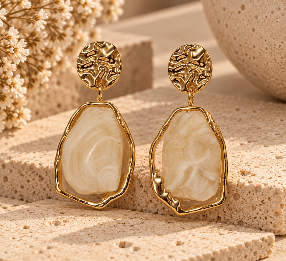 Ivory Sculpted Drop Earrings