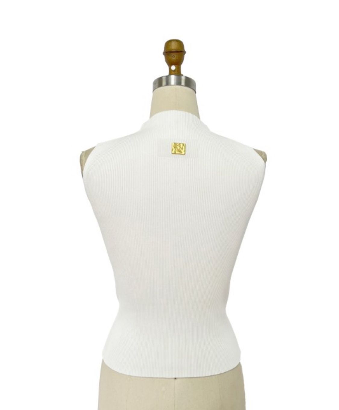White Fitted Top with Gold Detail â€“ Modern Elegant Style