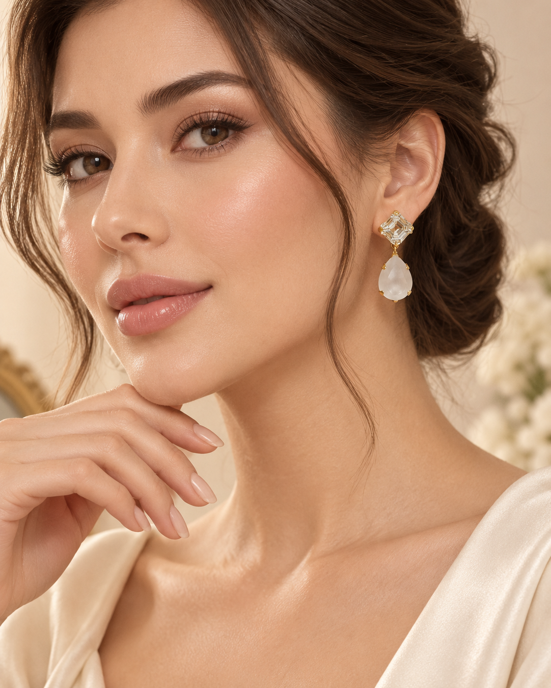 Estelle Earrings in White Matt