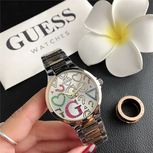Fashion Diamond-embedded Exquisite Women's Watch Small in Doble Tone