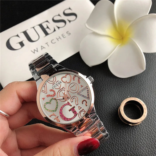 Fashion Diamond-embedded Exquisite Women's Watch Small in Doble Tone