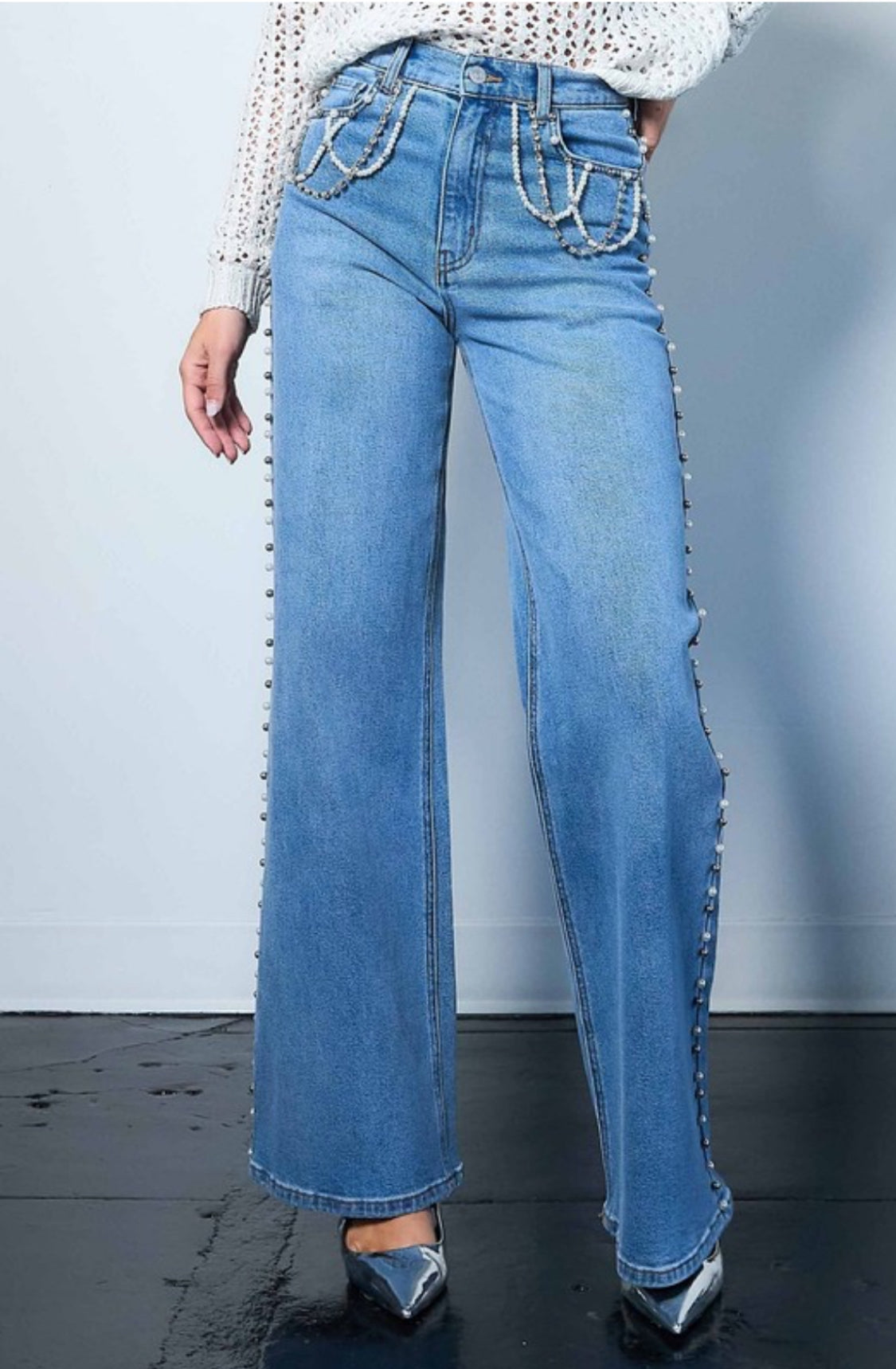 Denim with Pearls and Rhinestones