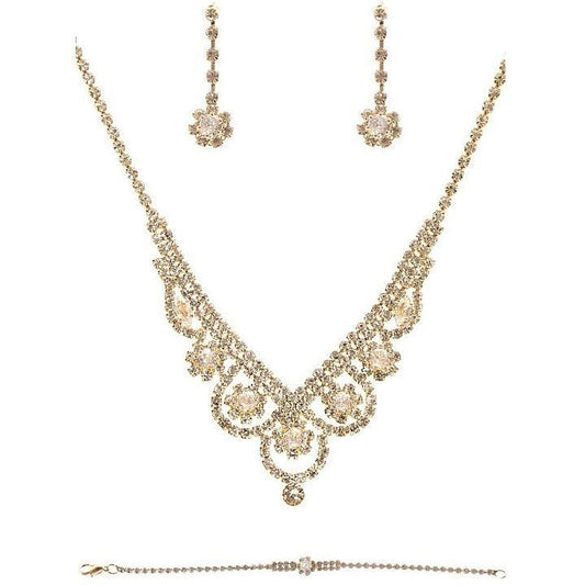 Daisy In Bloom Necklace Earrings Bracelet Set In Gold Clear