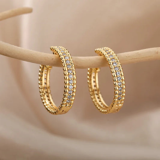 Three-dimensional Earrings Stainless Steel With 18K Real Gold Plated
