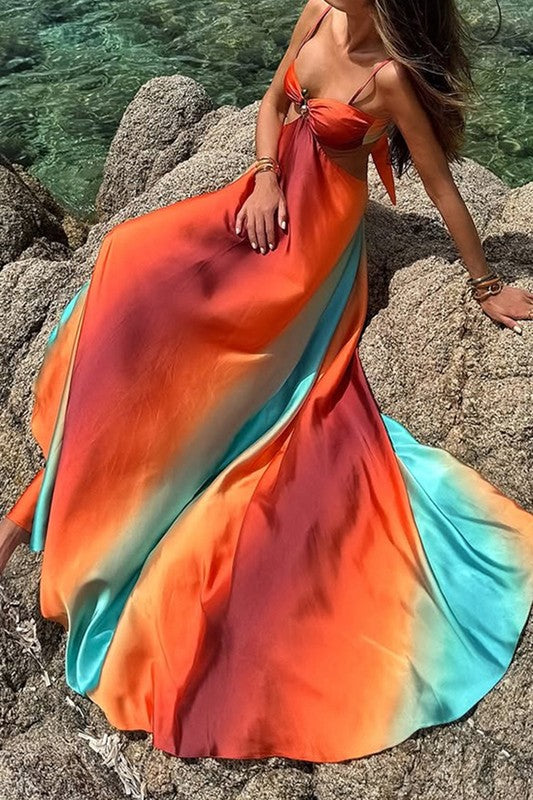 Gradient Ombre Flowing Maxi Dress