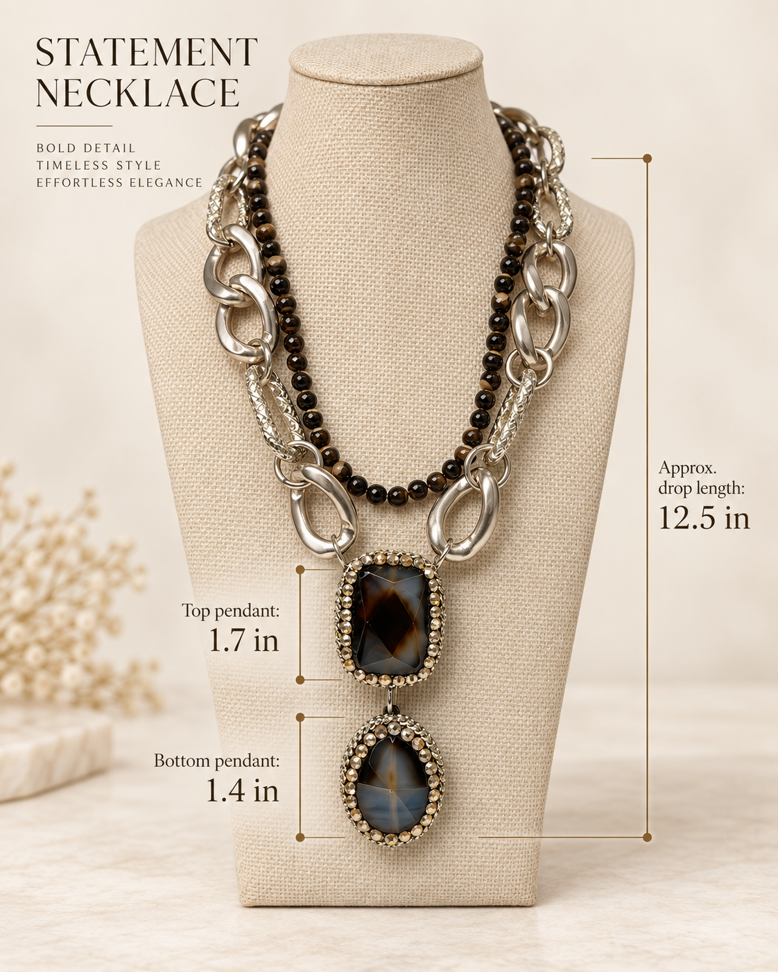 Silver Chain Necklace with Hanging Teardrop Pendant-Be Italy