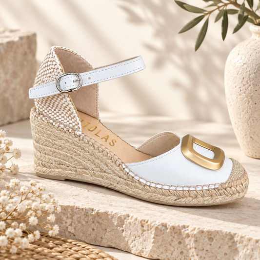Espadrille White Leather Upper Fabiolas