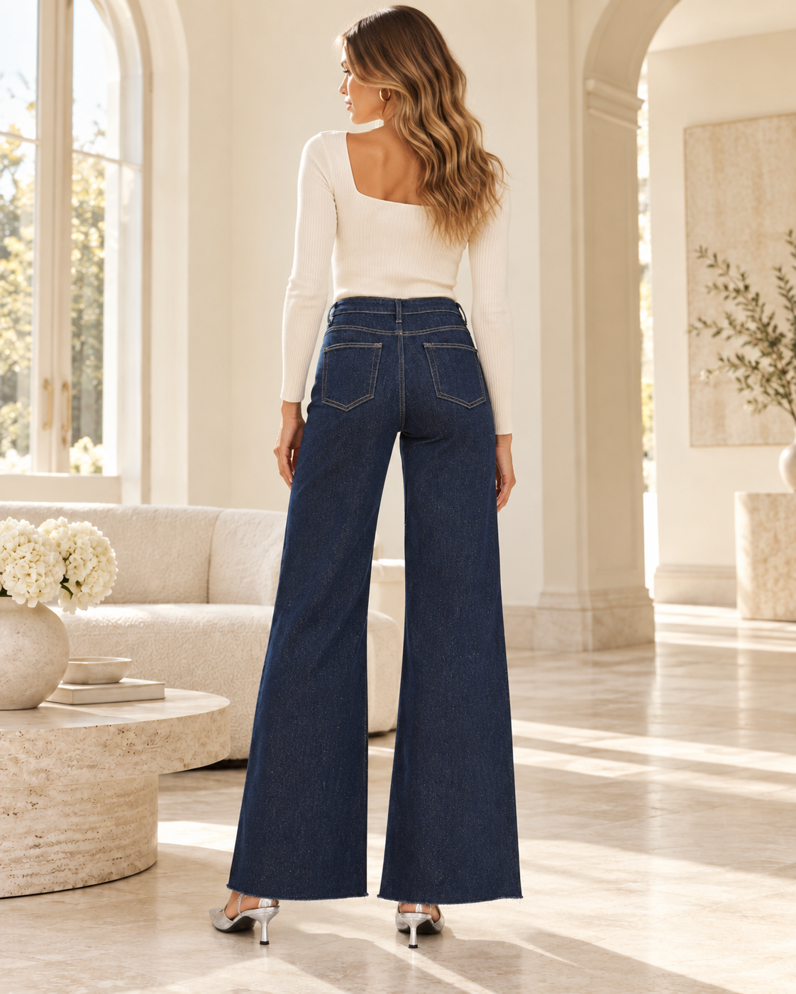Tummy Control High Rise Gold Lurex Palazzo Pants