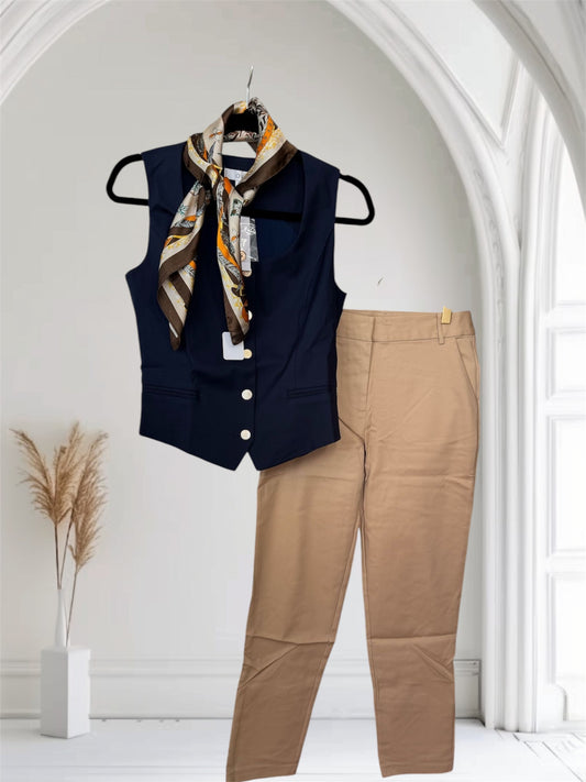 Vest With Gold Buttons Navy