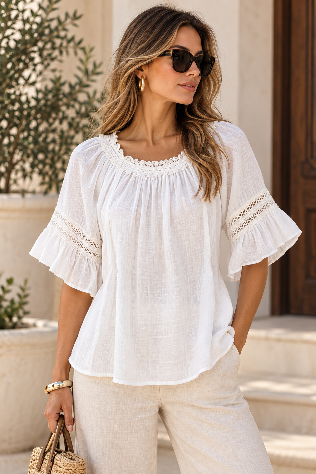 White blouse with sleeves