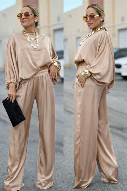 Italian Champagne Satin Set One Size