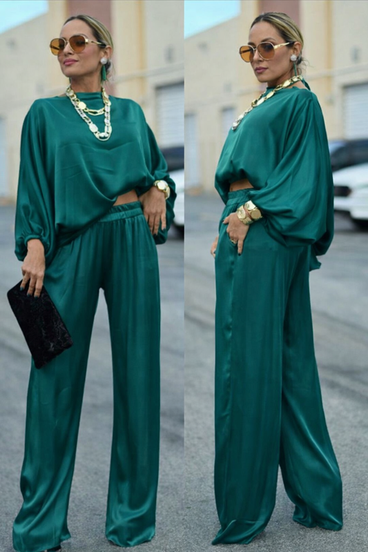 Italian Green Satin Set One Size