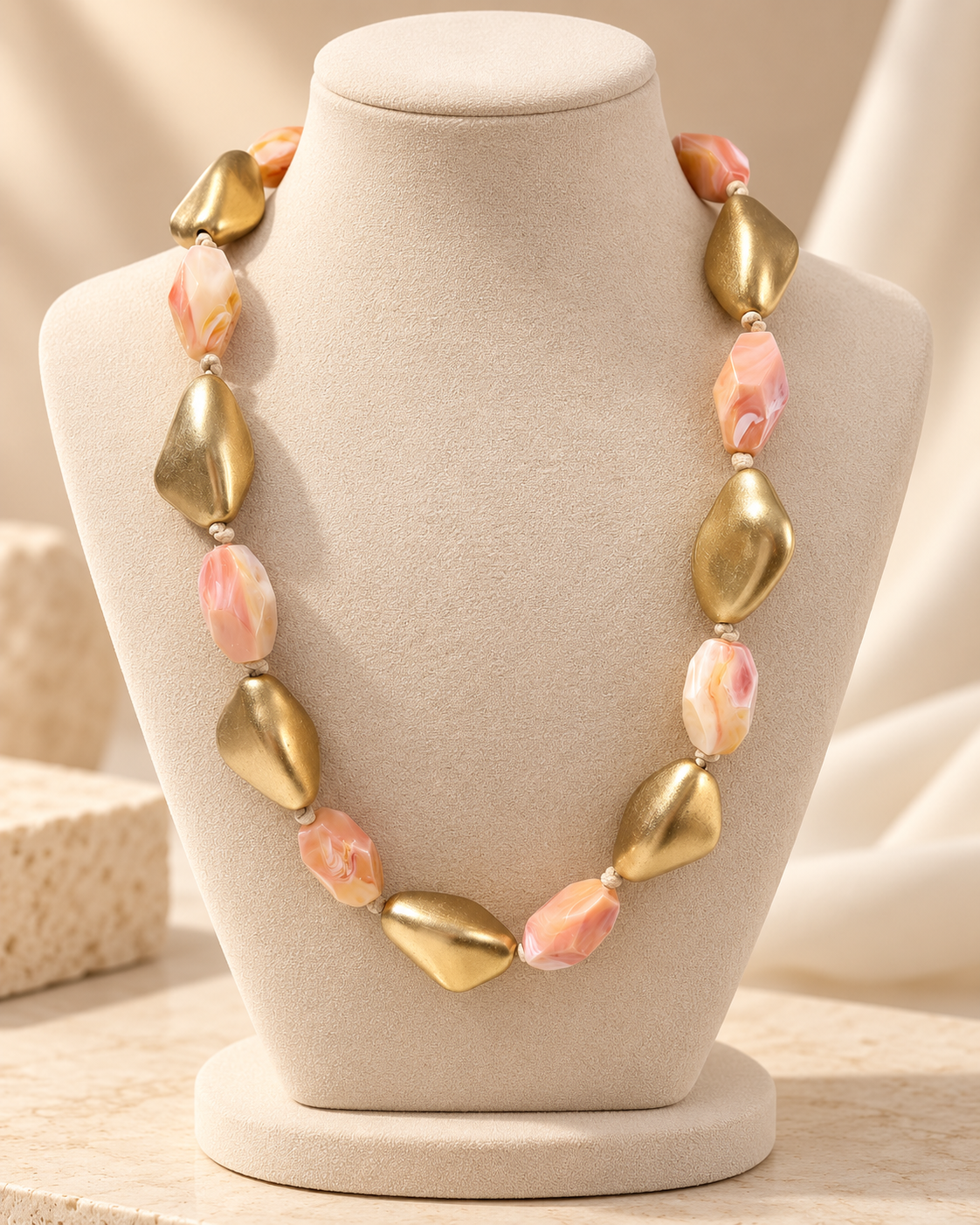 Peach & Gold Statement Necklace