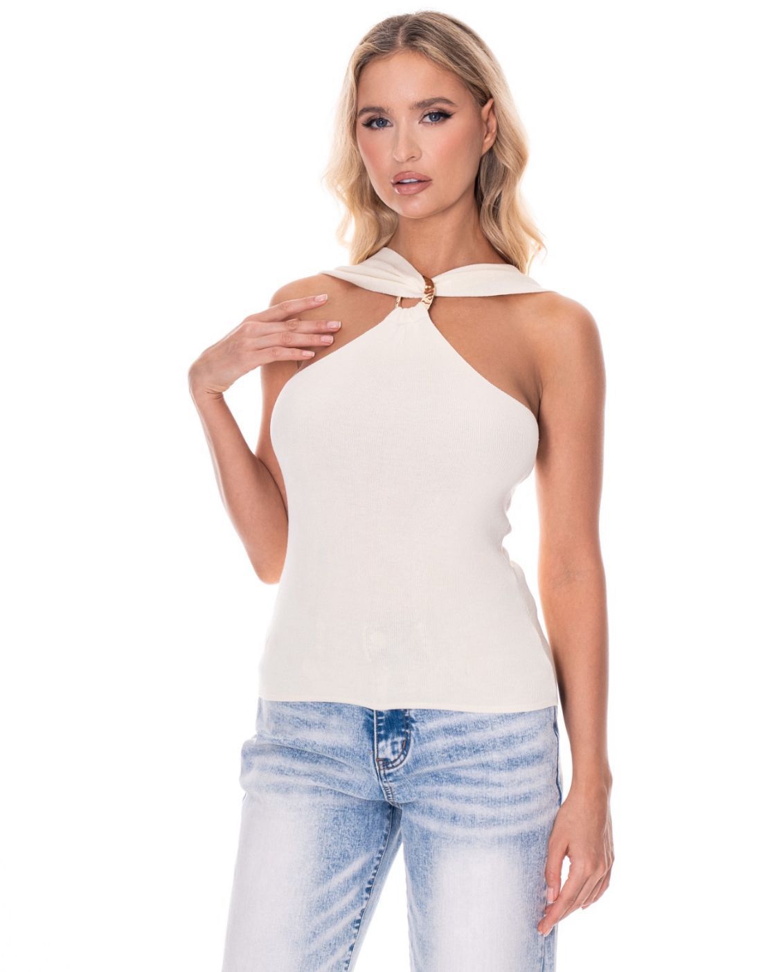 Gold Medal Halter Top in Beige