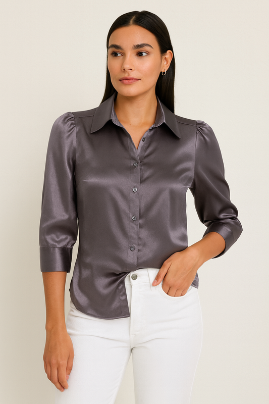 Blusa Satin Charcoal