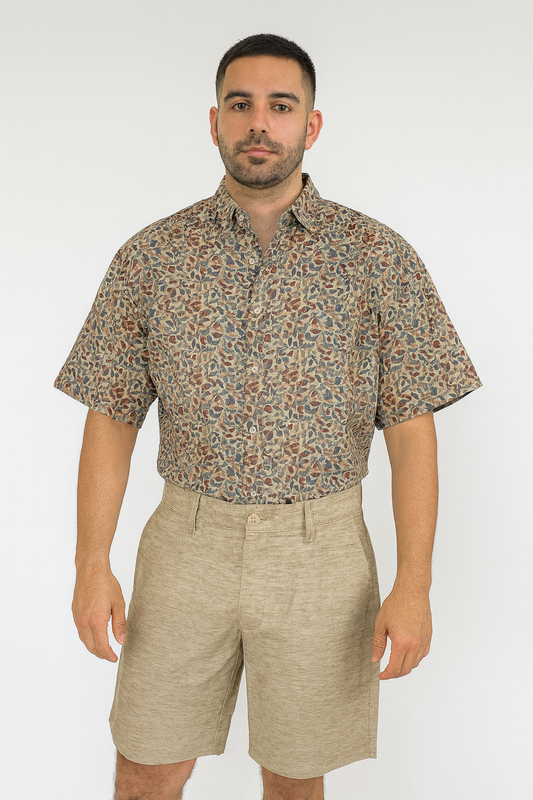 Mens Shirt Tulips Natural Multicolors