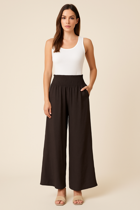 Linen Palazzo Pants Italian in Brown