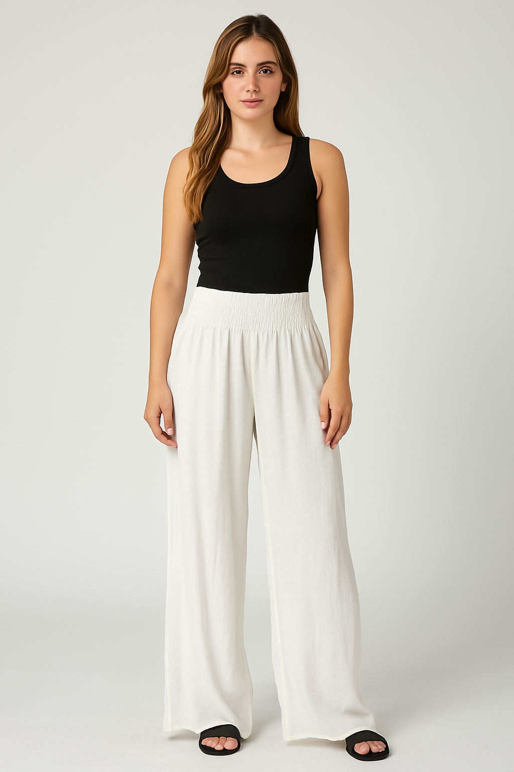 Linen Palazzo Pants Italian in White