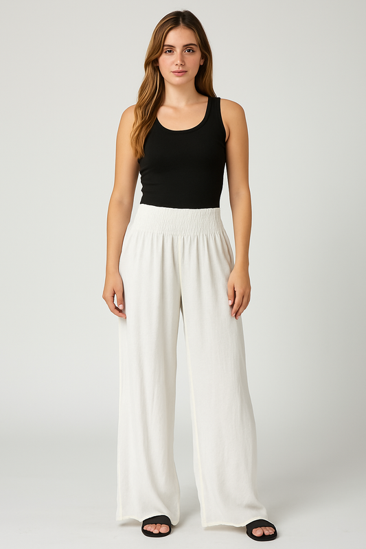 Linen Palazzo Pants Italian in White