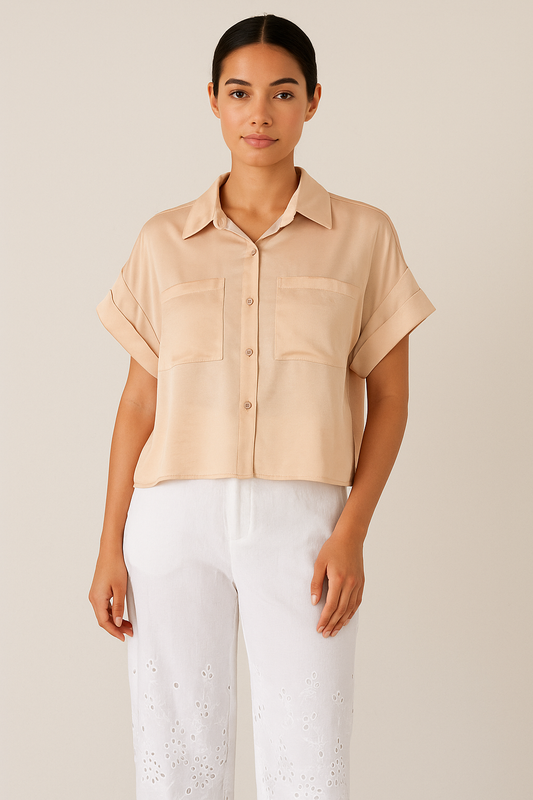 Italian Shirt With Pocket in Champange