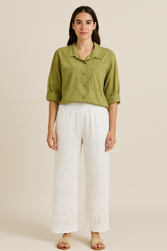 Linen Shirt Long Sleeve Italian in Green