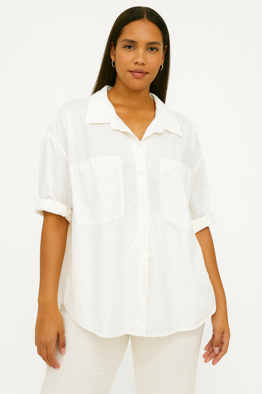 Linen Shirt Long Sleeve Italian in White