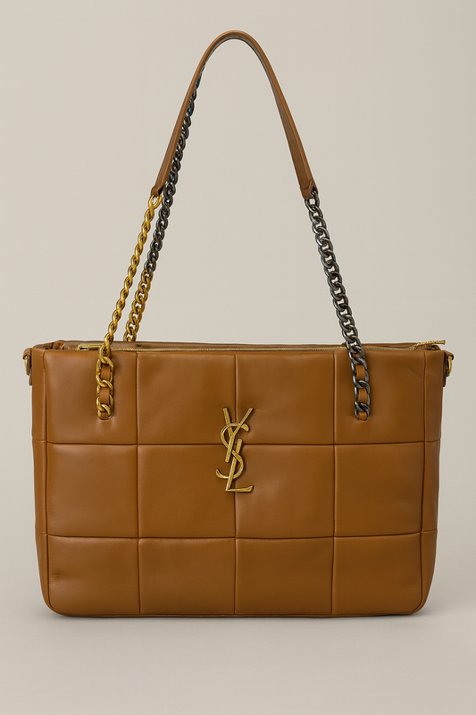 Designer Inspire Luxury Medium Bag in Brown Doble tone Chain