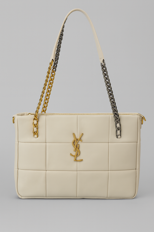 Designer Inspire Luxury Medium Bag in Ivory Double Tone Chain