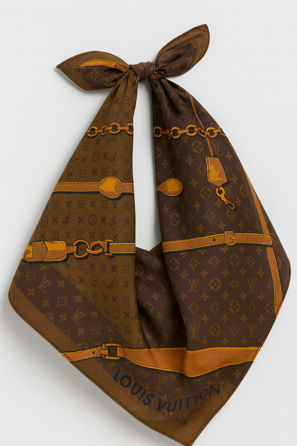 Luxury Designer Scarf Inspired By Iconic Brown LV Pattern