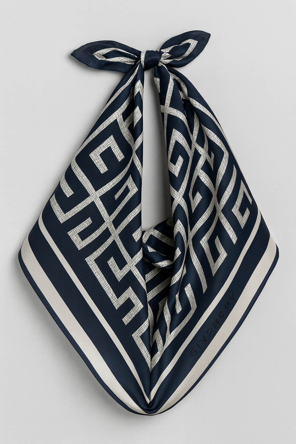Luxury Designer Scarf Inspired by F Gray and Beige Pattern