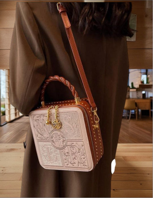 Square Brown Bags with Embroidery Designs