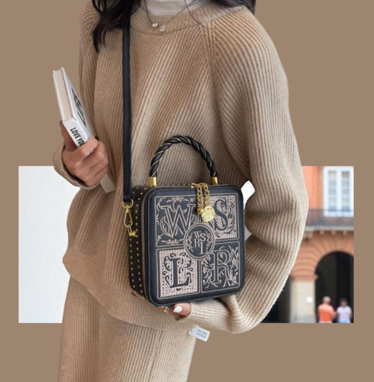 Square Black Bags with Embroidery Designs