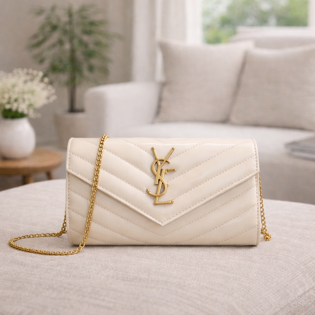 Ivory Gloss Hand Clutch or Crossbody Bag-Inspired