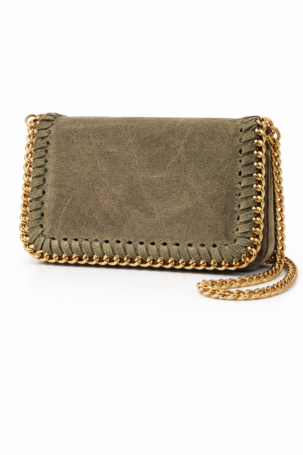 Germán Fuentes Textured Handbag Green with Metal Chain Frame