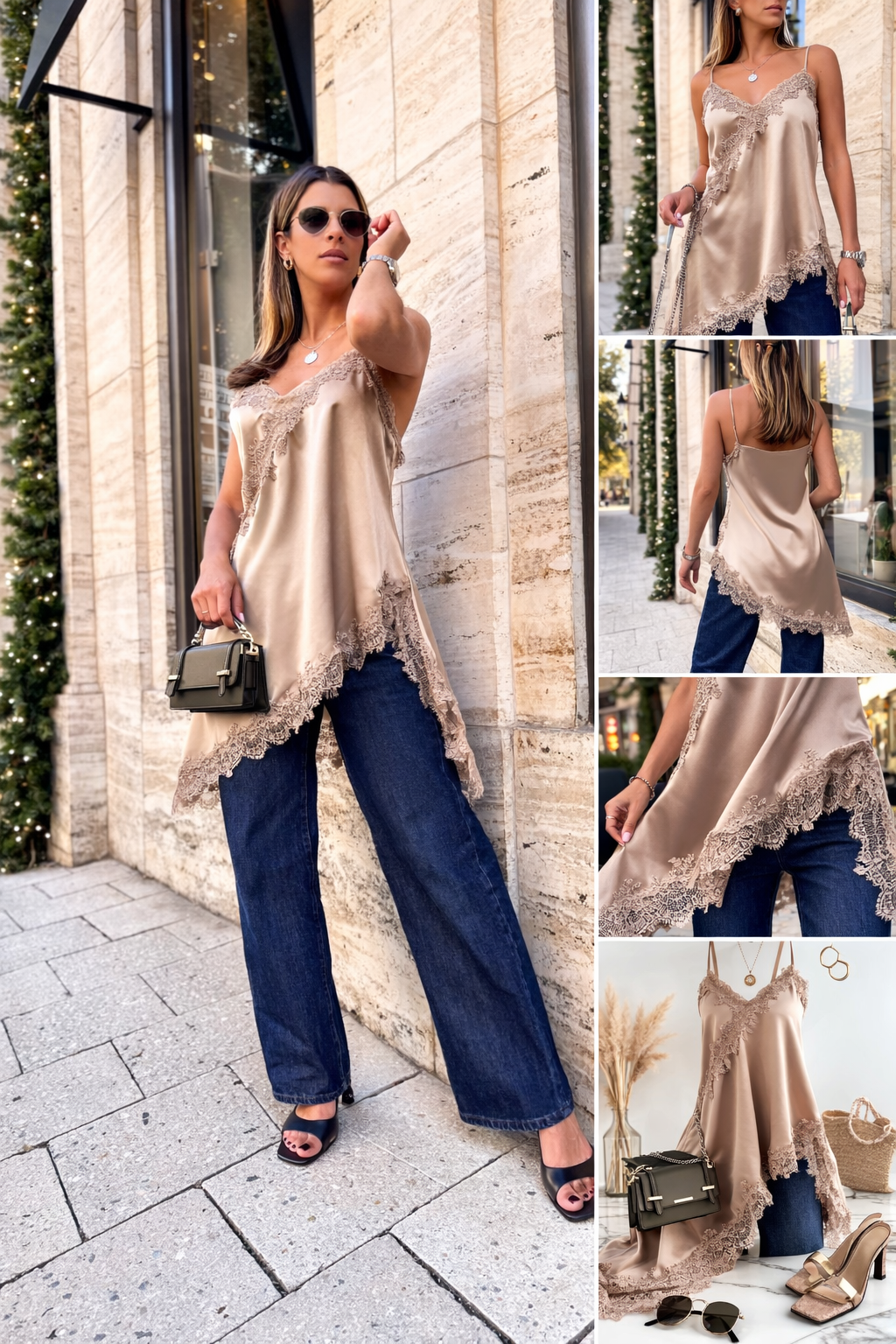 Asymmetrical Ivory Blouse with Lace Trim – Boho Chic Style