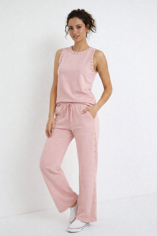 Pink Stud Detail Two-Piece Set