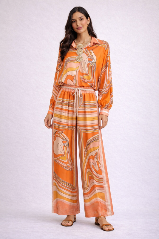 Italian Sunset Marble Print Two-Piece Set