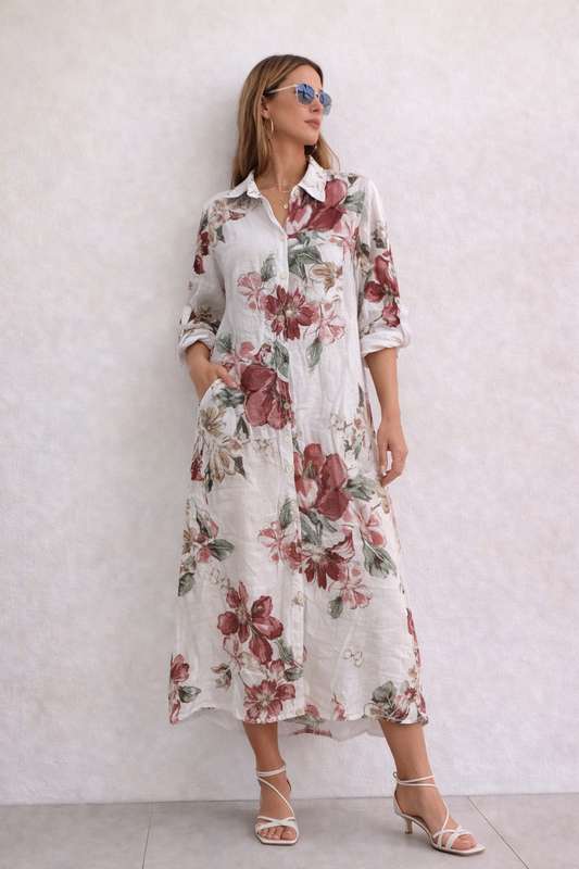 Italian White Garden Floral Dress