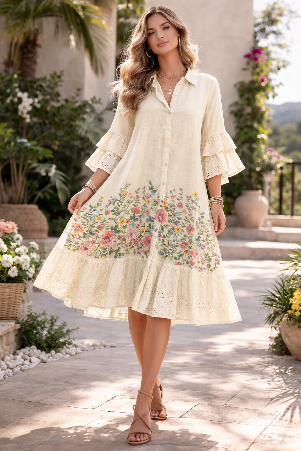 Ivory Floral Dress