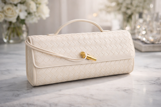 Ivory Woven Elegance Clutch