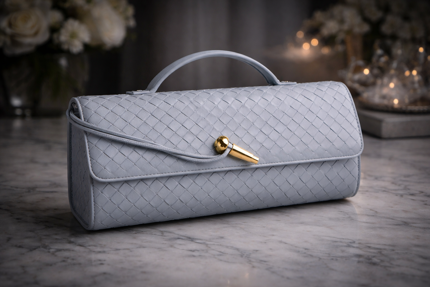 Blue Woven Elegance Clutch